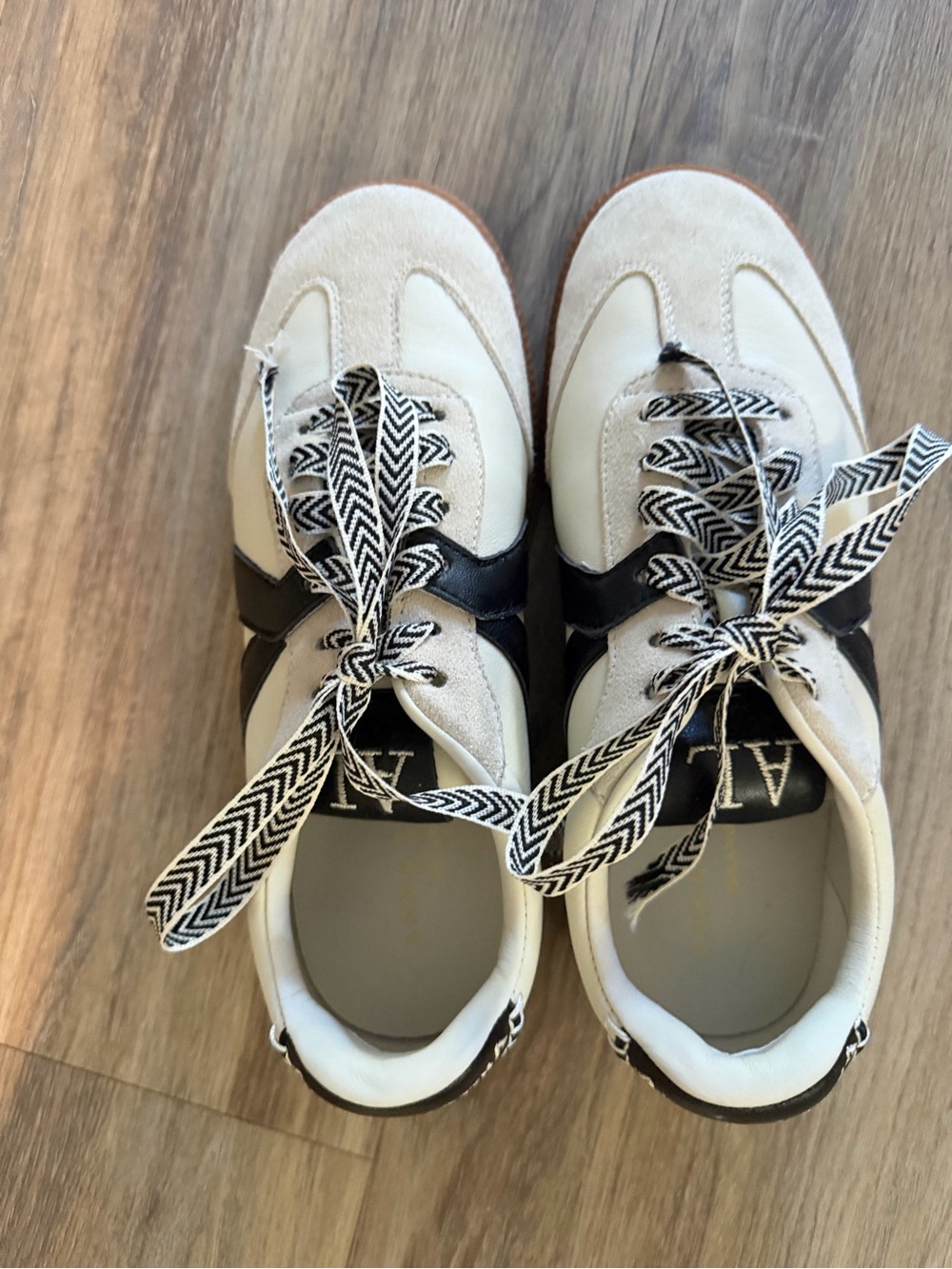 Women's Cream and Black Lace-Up Fashion Sneakers